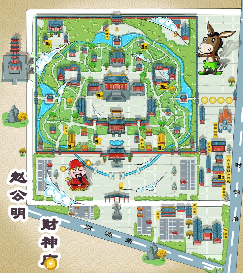 博厚镇寺庙类手绘地图